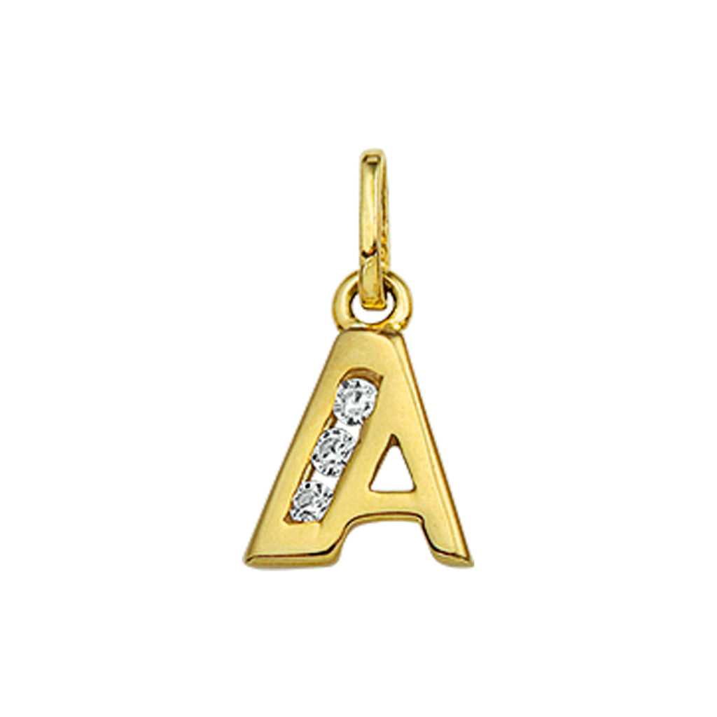 Hanger letter zirkonia 14k geelgoud