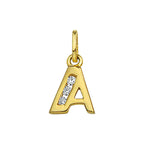 Hanger letter zirkonia 14k geelgoud