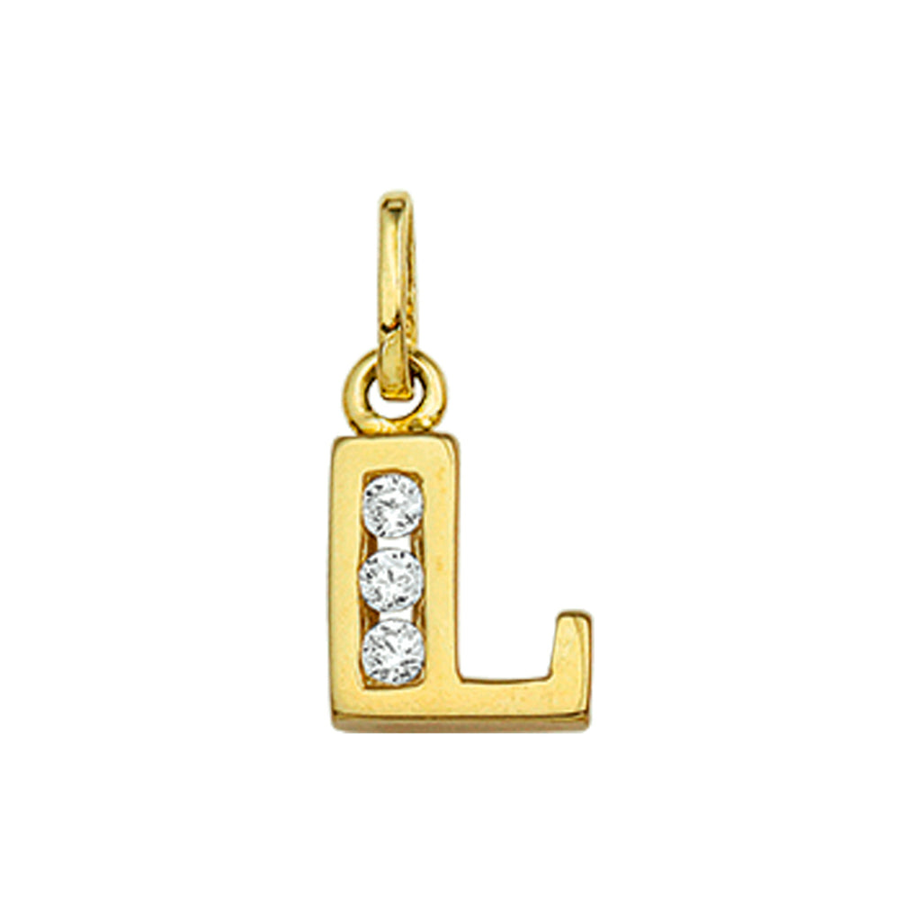 Hanger letter zirkonia 14k geelgoud
