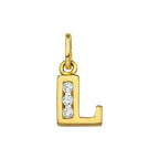 Hanger letter zirkonia 14k geelgoud