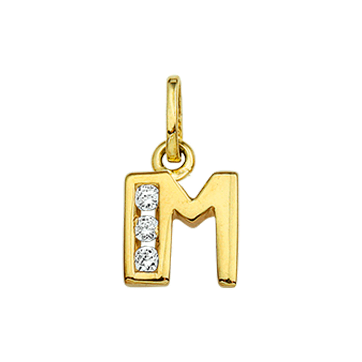 Hanger letter zirkonia 14k geelgoud