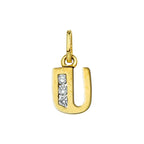 Hanger letter zirkonia 14k geelgoud