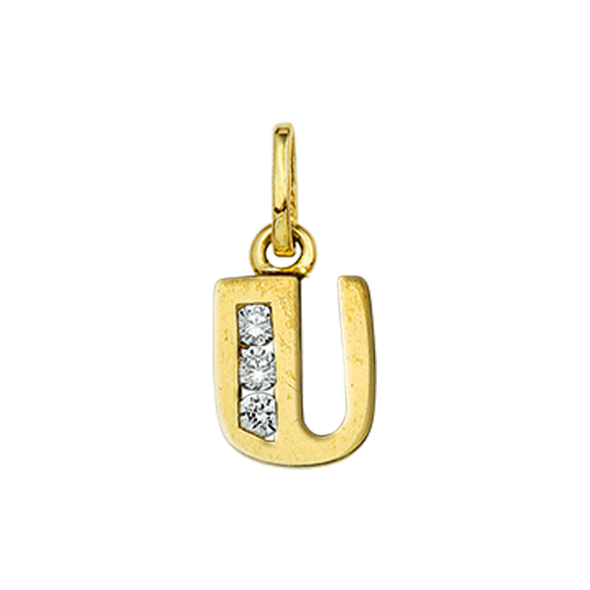Hanger letter zirkonia 14k geelgoud