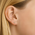 Oorknoppen hart zirkonia 14k geelgoud