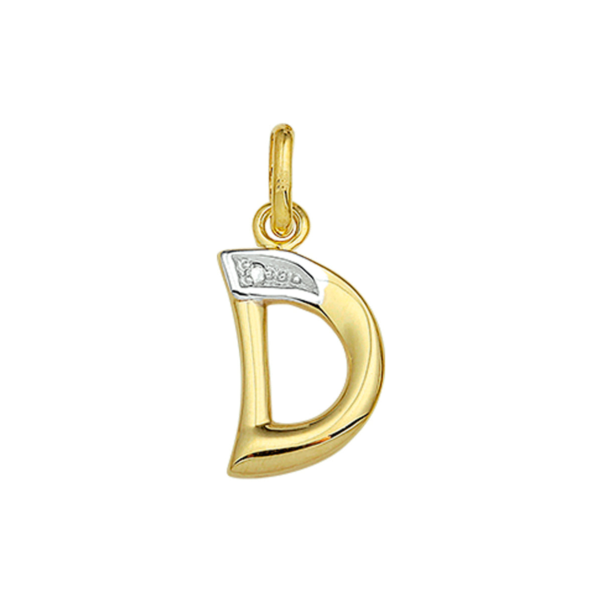 Hanger letter diamant 0.005ct h si 14k geelgoud