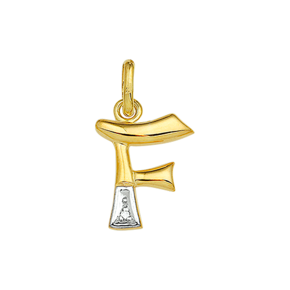 Hanger letter diamant 0.005ct h si 14k geelgoud