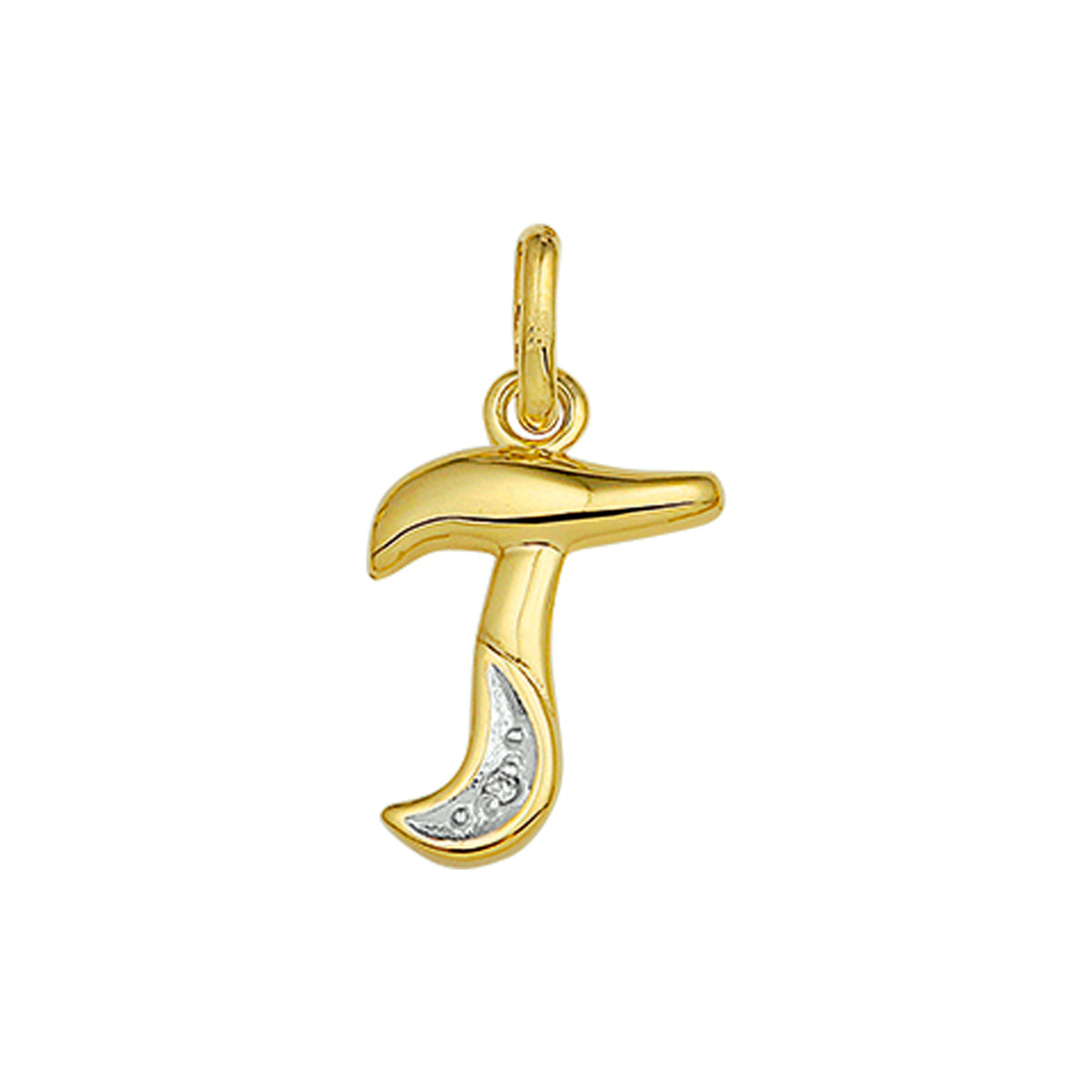Hanger letter diamant 0.005ct h si 14k geelgoud