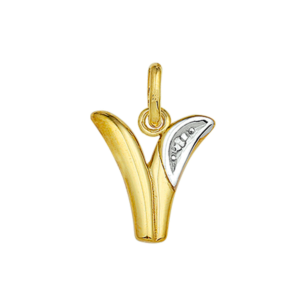 Hanger letter diamant 0.005ct h si 14k geelgoud