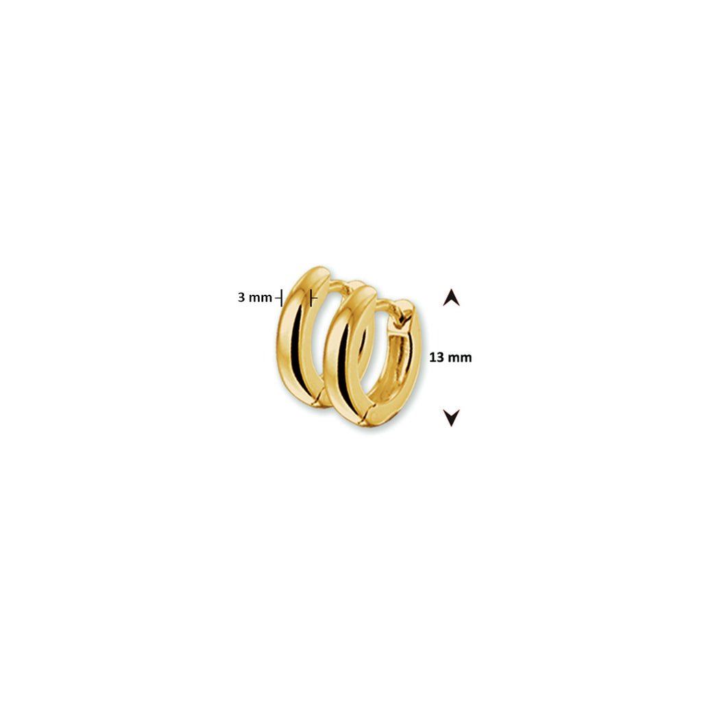Klapoorringen bolle buis 3,0 mm 14k geelgoud
