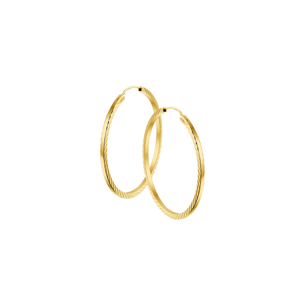 Oorringen vierkante buis gediamanteerd 14k geelgoud