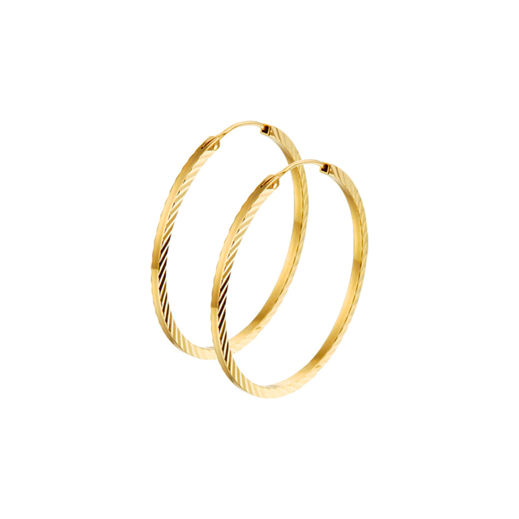 Oorringen vierkante buis gediamanteerd 14k geelgoud