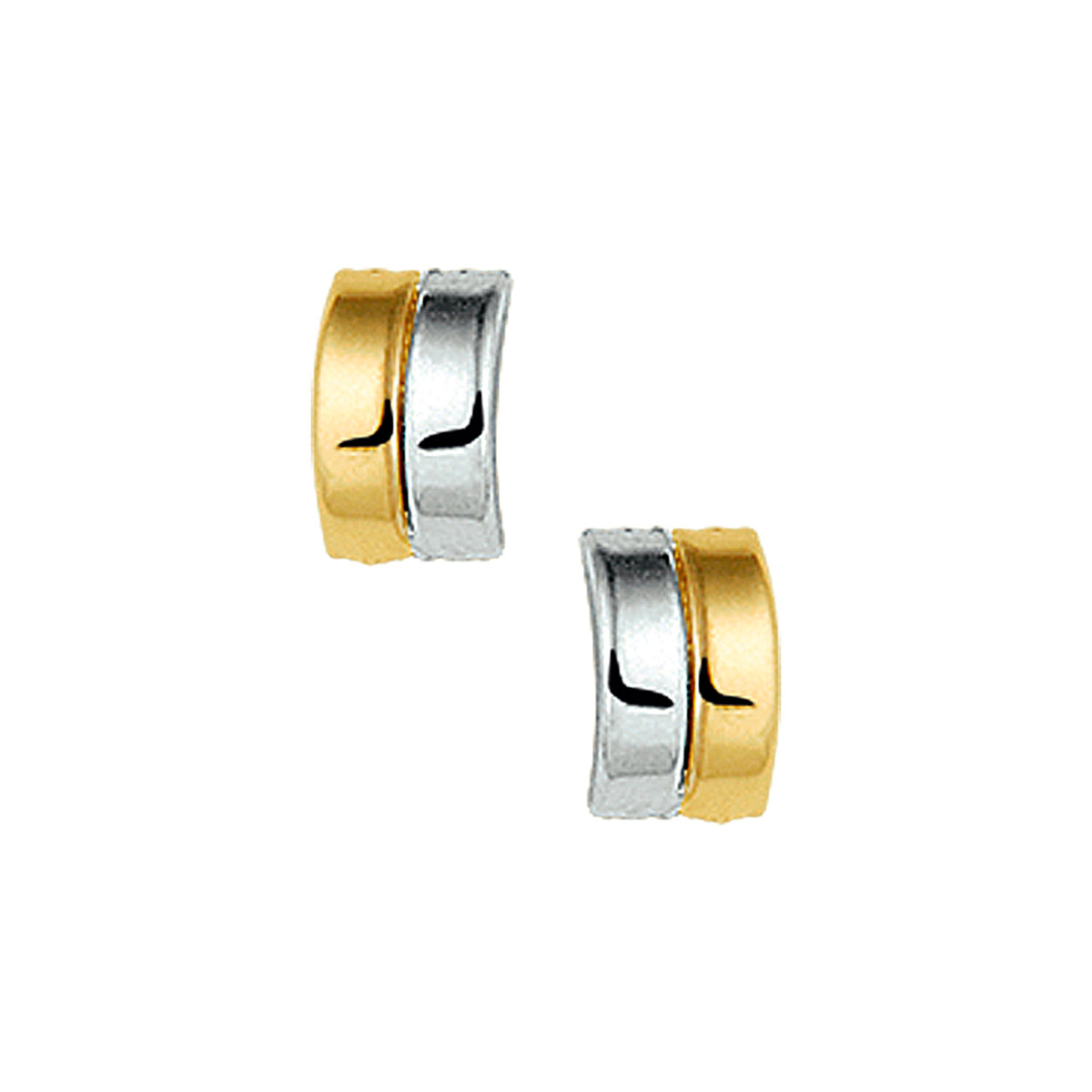 Oorknoppen bicolor gestift 14k geelgoud