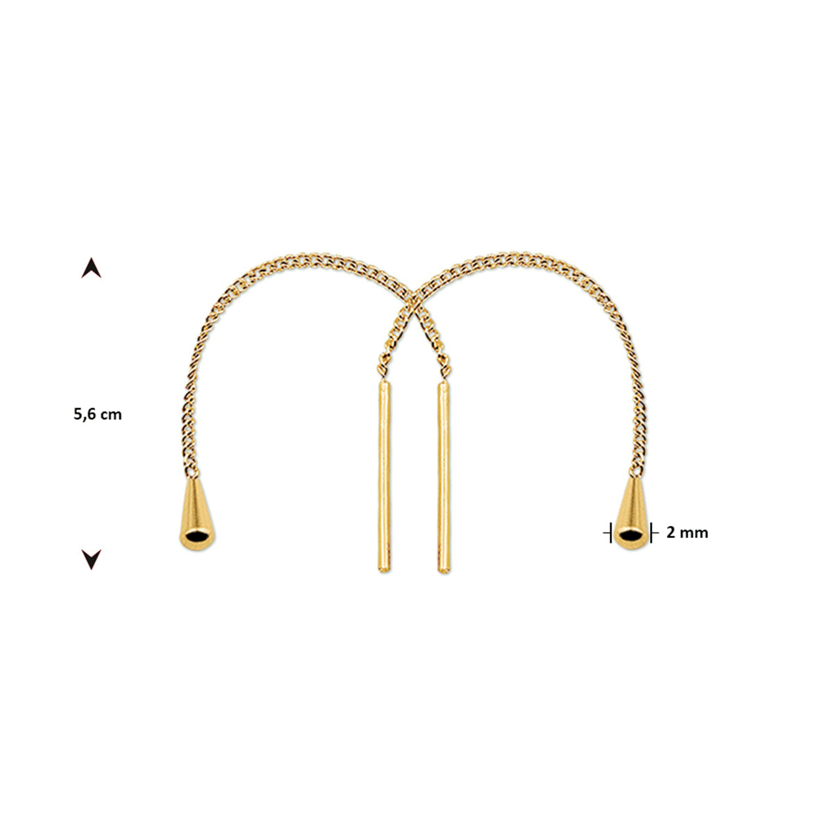 Doortrekoorbellen 14k geelgoud