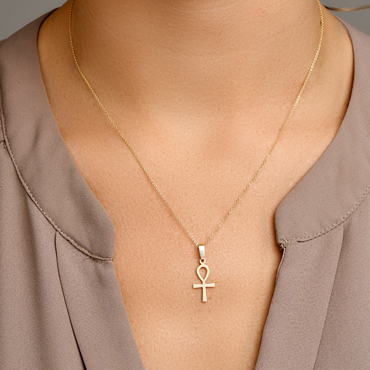 Hanger ankh kruis 14k geelgoud