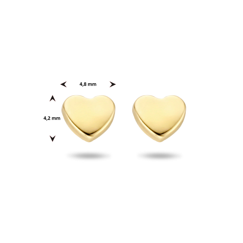 Oorknoppen hart 14k geelgoud