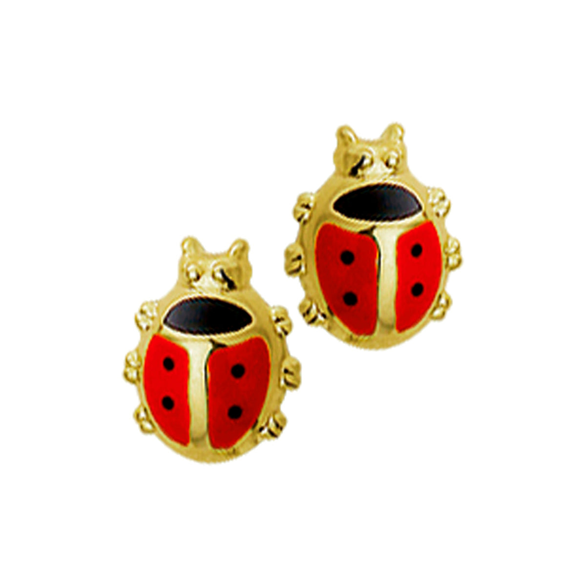 Oorknoppen lieveheersbeestje 14k geelgoud