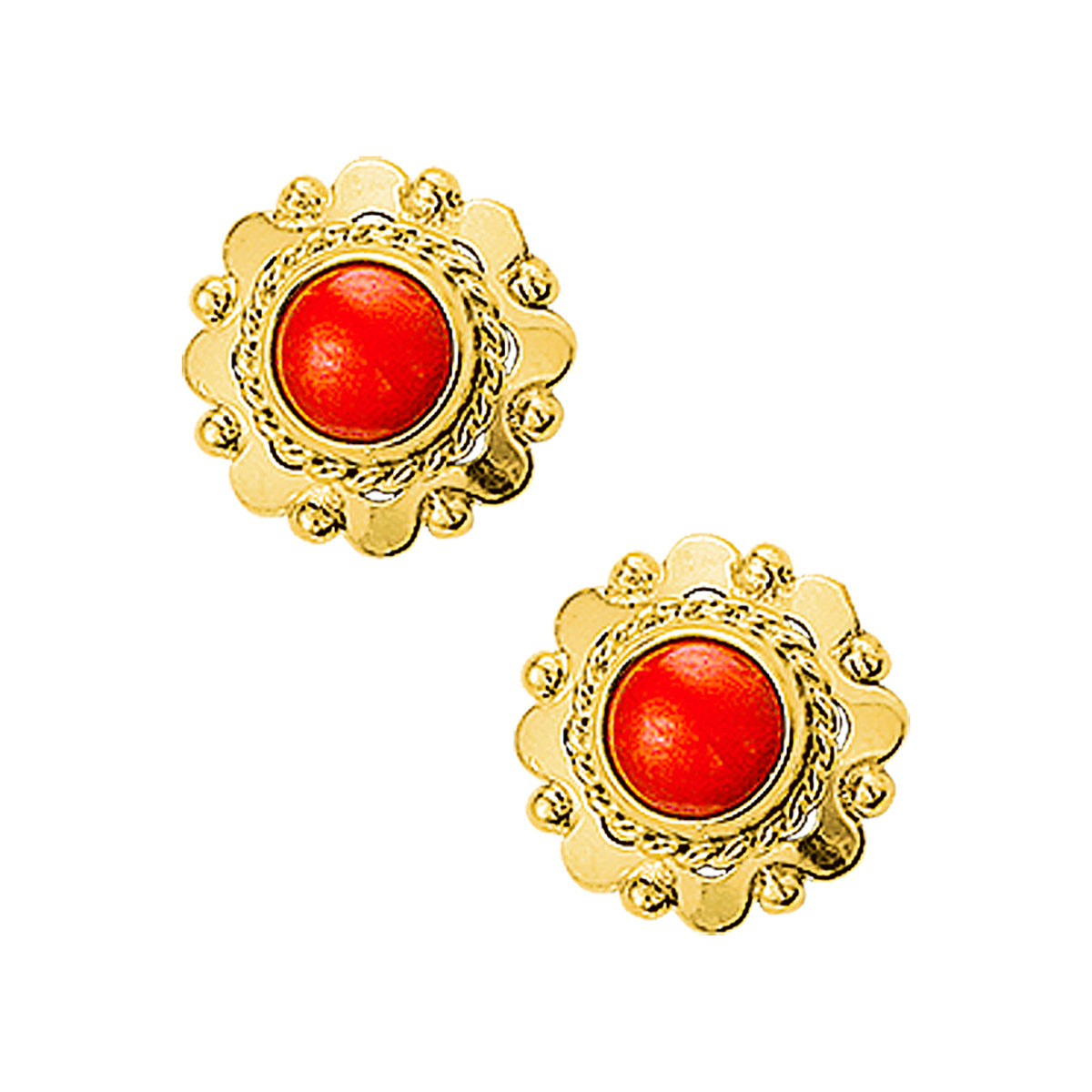 Oorknoppen koraal 14k geelgoud