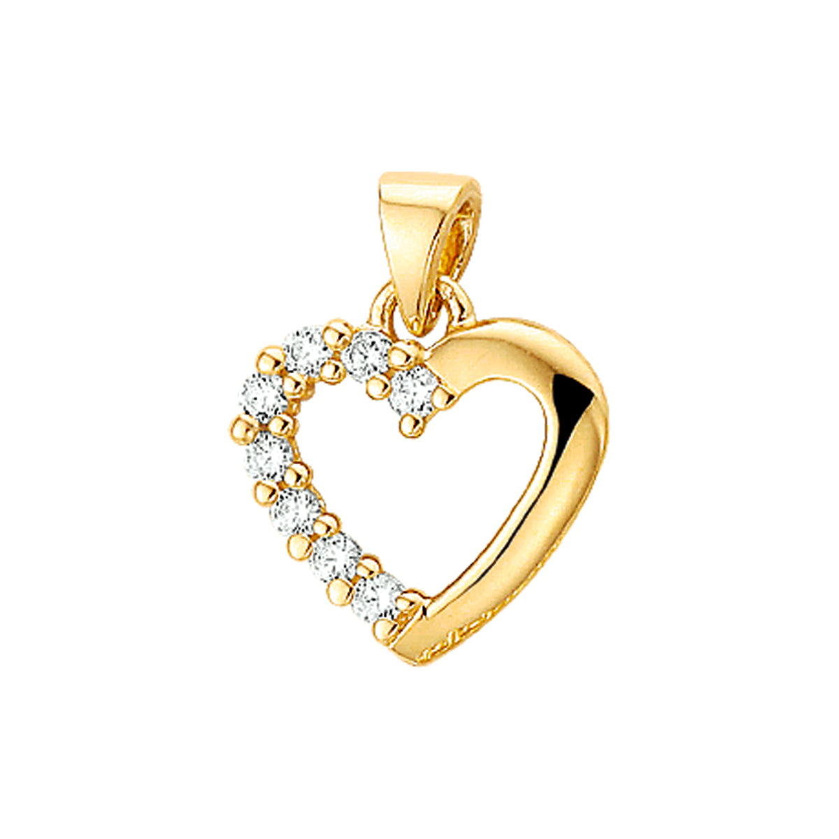 Hanger hart zirkonia 14k geelgoud