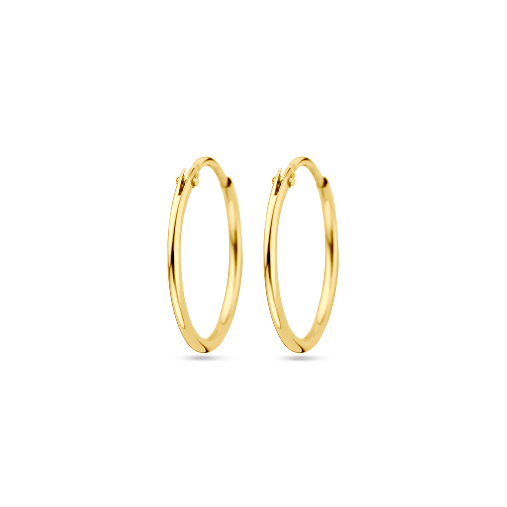 Oorringen 1,3 mm ronde buis 14k geelgoud