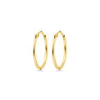 Oorringen 1,3 mm ronde buis 14k geelgoud
