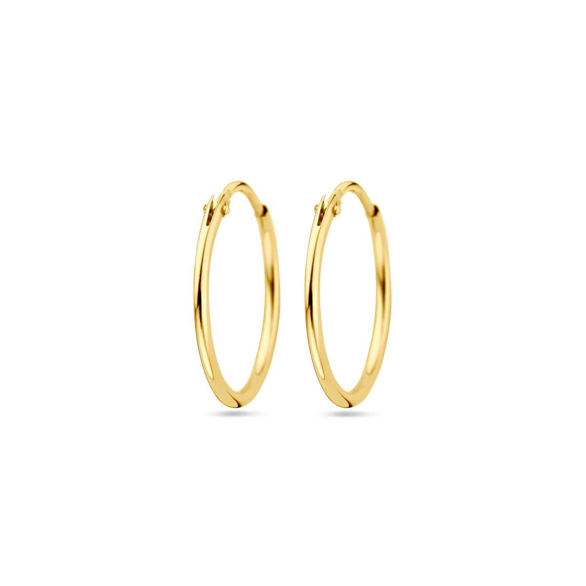 Oorringen 1,3 mm ronde buis 14k geelgoud