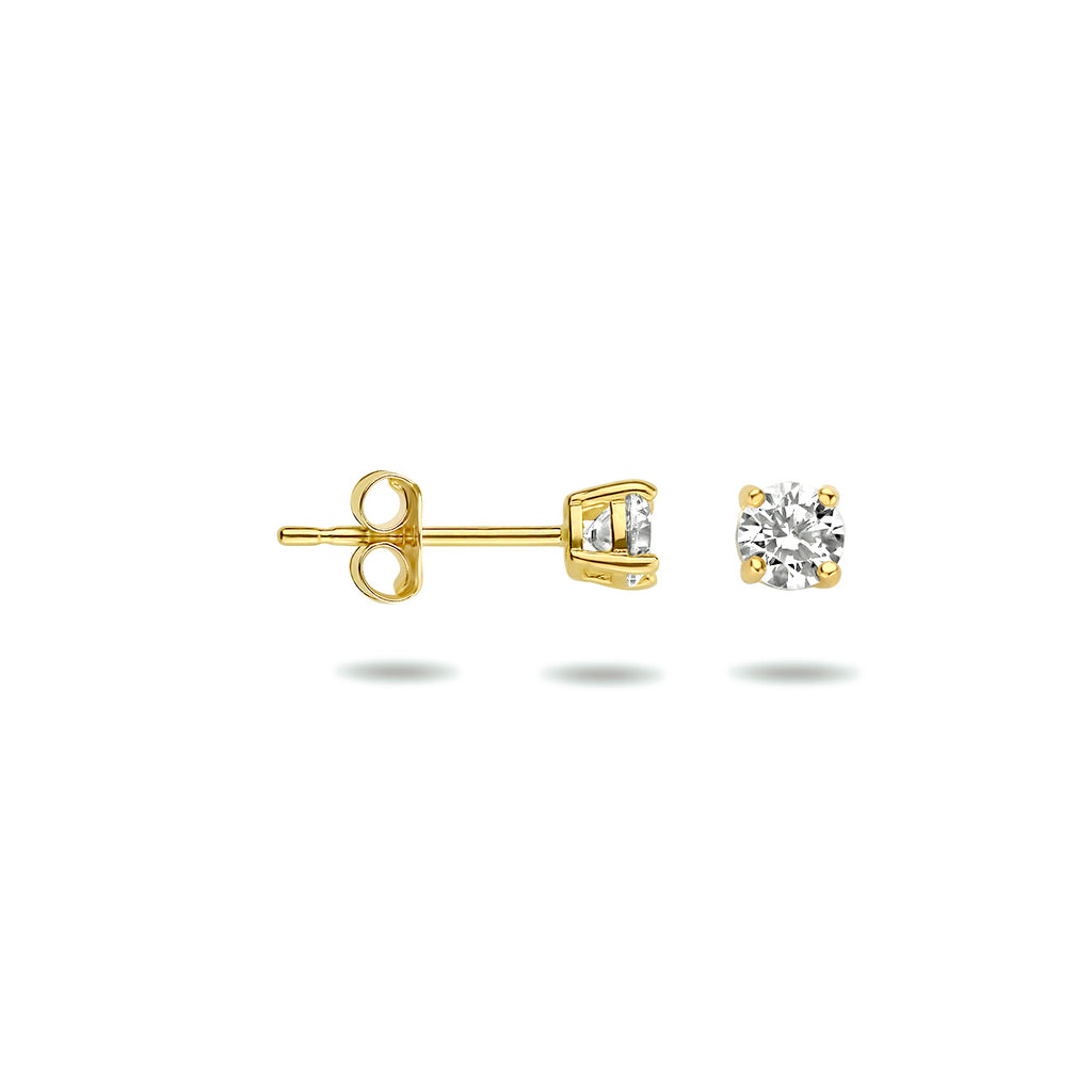 Oorknoppen zirkonia 14k geelgoud