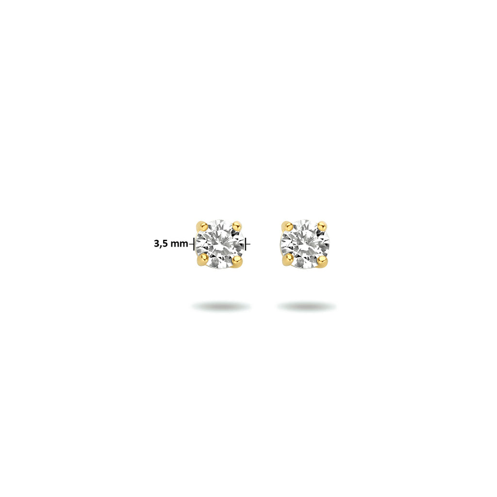 Oorknoppen zirkonia 14k geelgoud