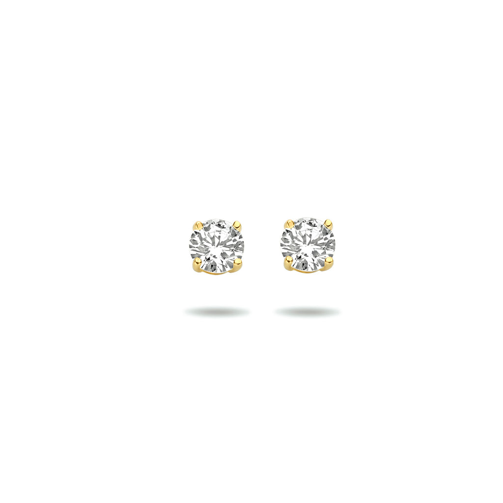 Oorknoppen zirkonia 14k geelgoud