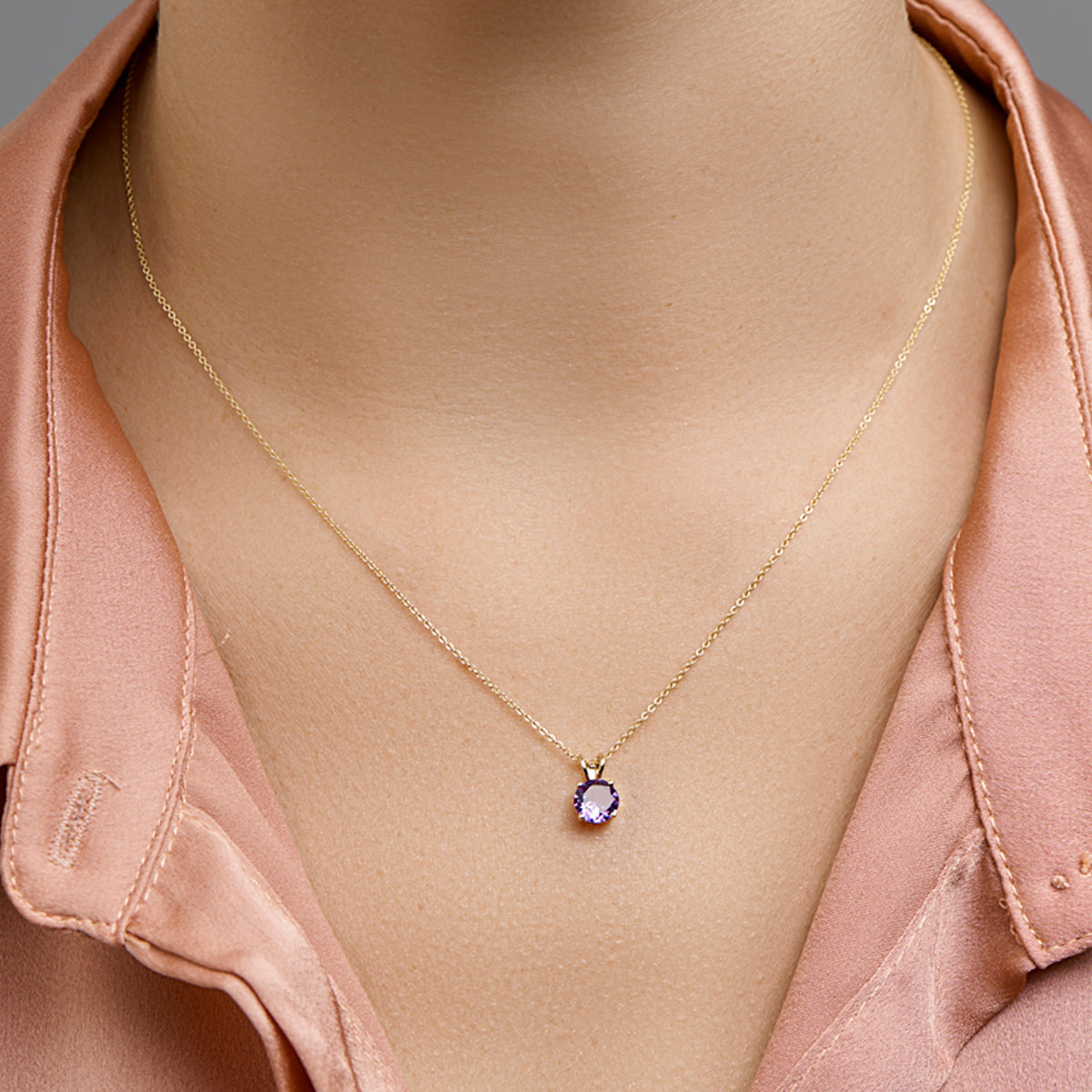 Hanger amethist 14k geelgoud