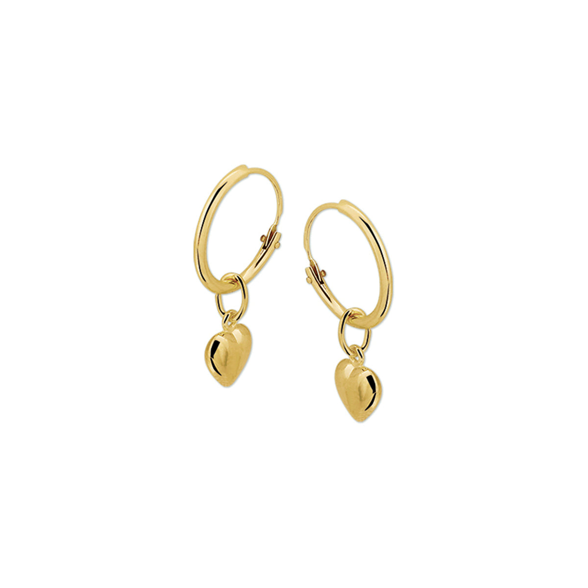 Oorringen hartje 13 x 1,2 mm 14k geelgoud