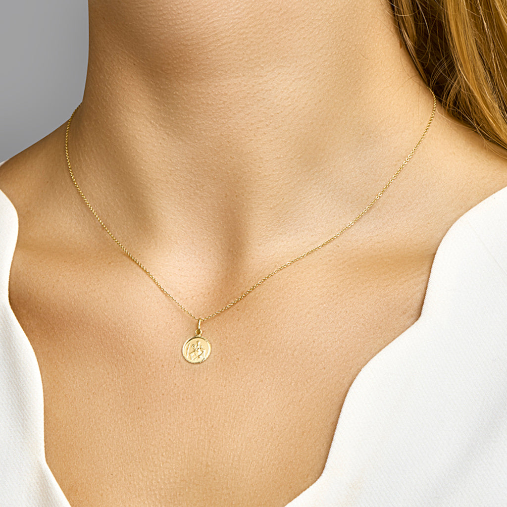 Hanger christoffel gediamanteerd 14k geelgoud