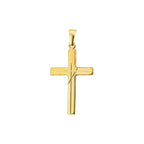 Hanger kruis poli/mat gediamanteerd 14k geelgoud