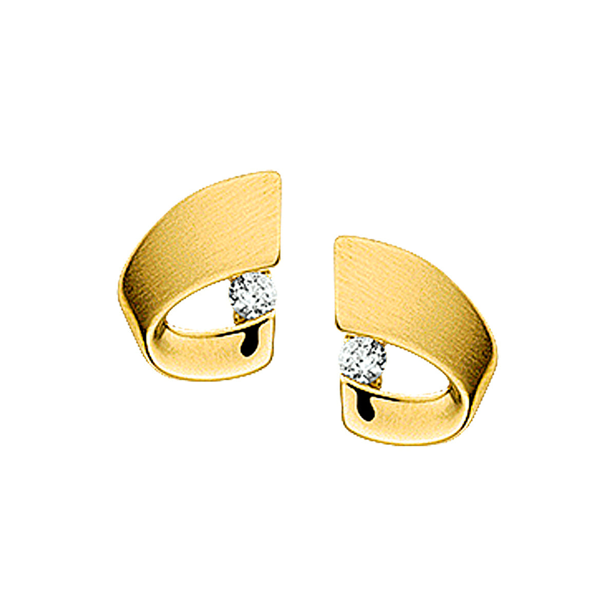 Oorknoppen zirkonia poli/mat 14k geelgoud