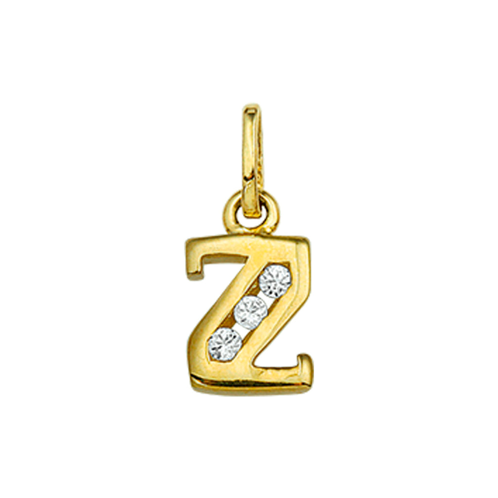 Hanger letter zirkonia 14k geelgoud
