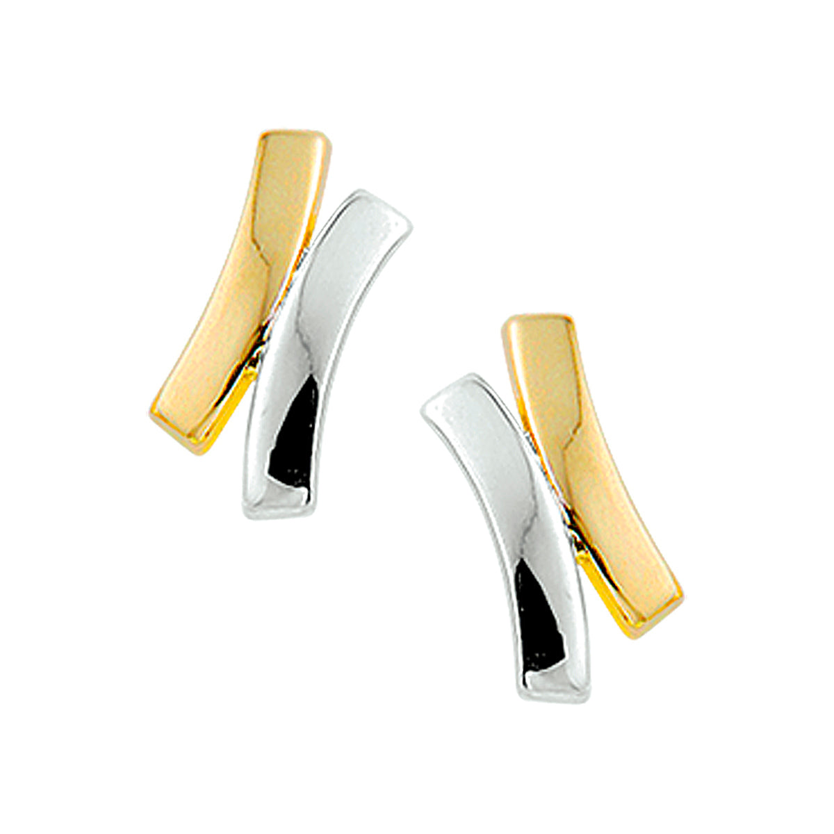 Oorknoppen bicolor gestift 14k geelgoud