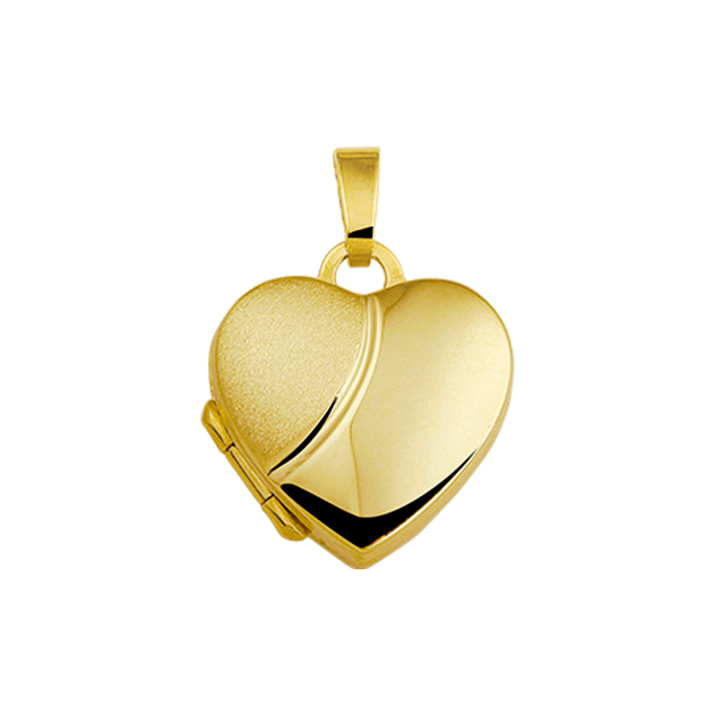 Medaillon hart poli/mat 14k geelgoud
