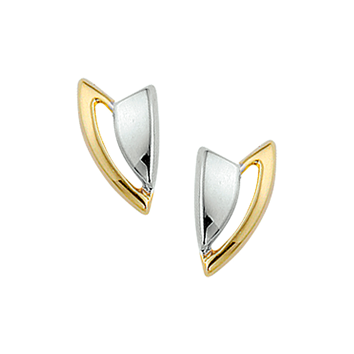 Oorknoppen bicolor gestift 14k geelgoud