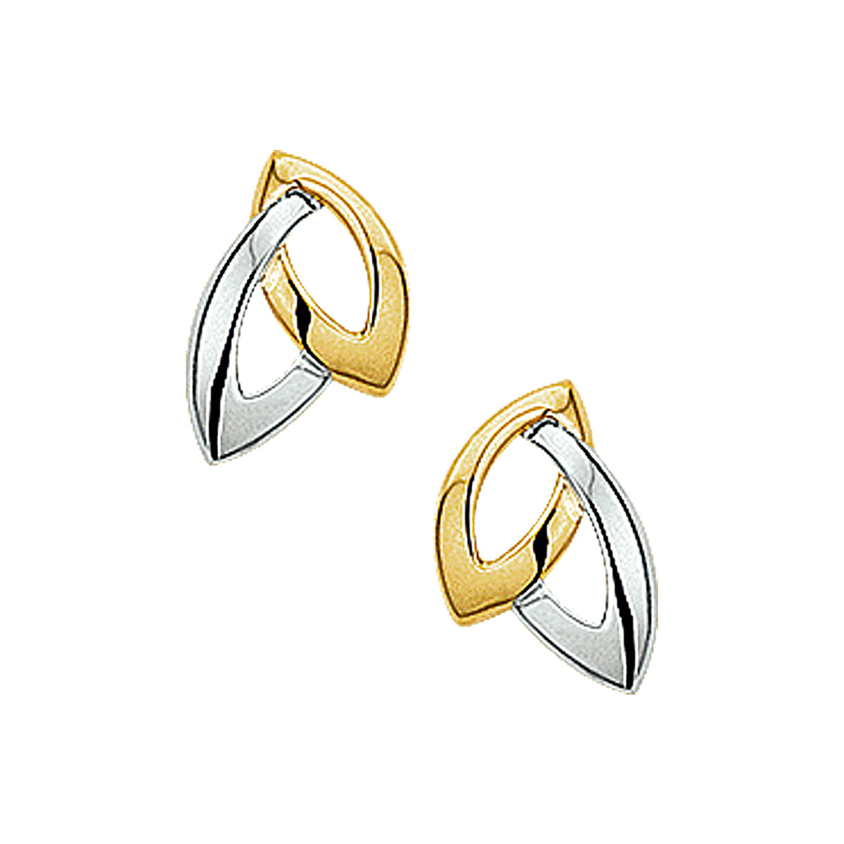 Oorknoppen bicolor gestift 14k geelgoud