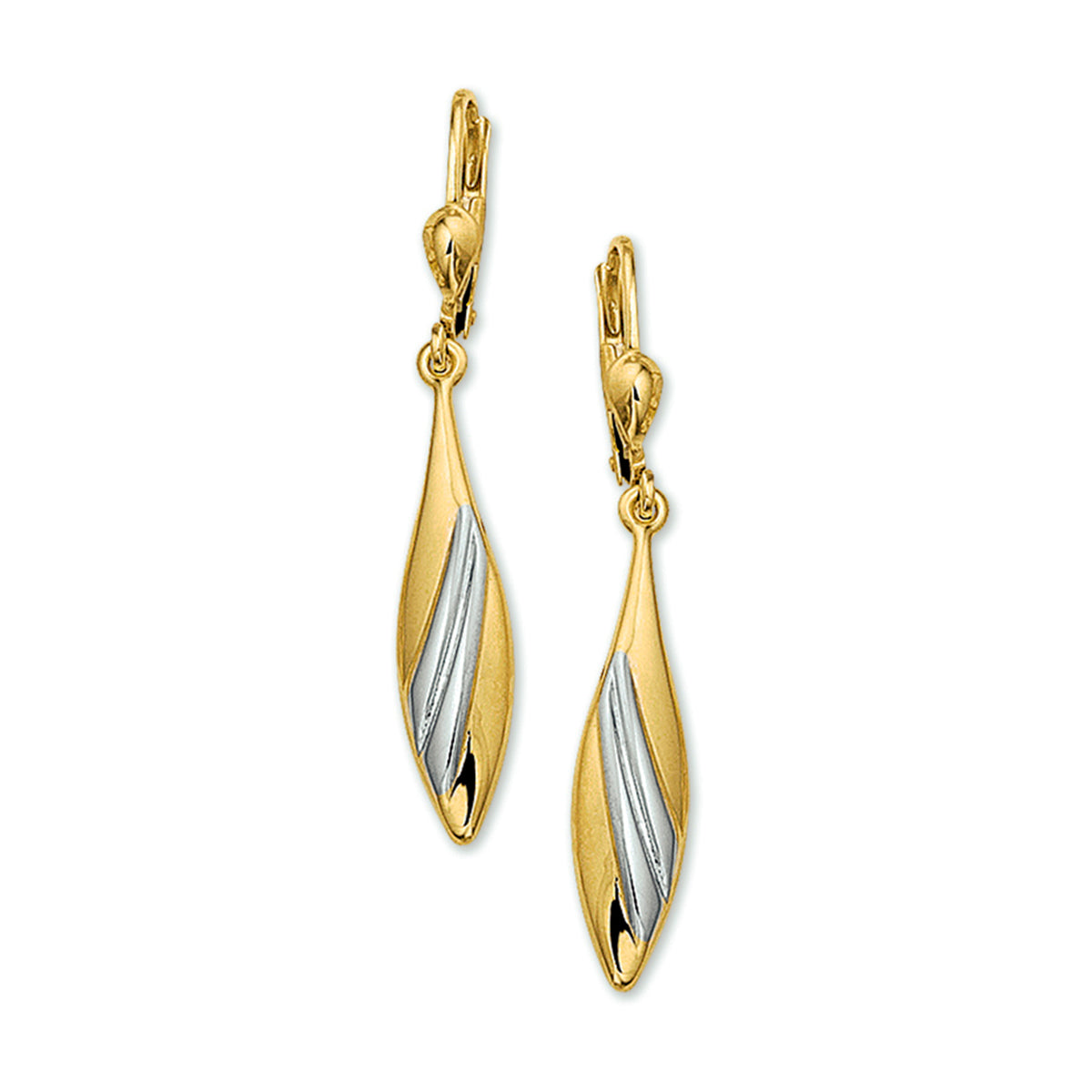 Oorhangers brisur haak bicolor gestift 14k geelgoud