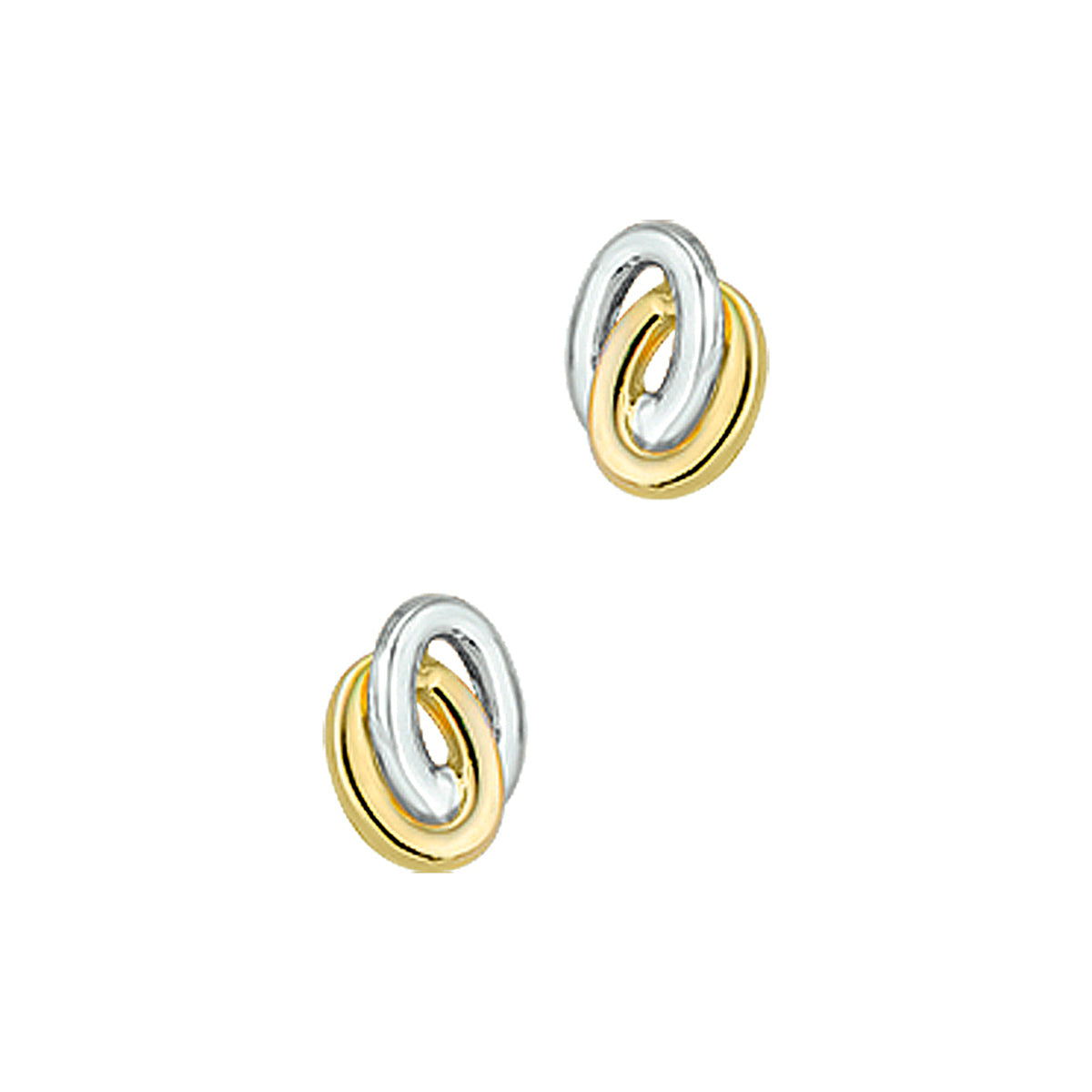 Oorknoppen bicolor gestift 14k geelgoud