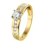 Ring zirkonia 14k geelgoud