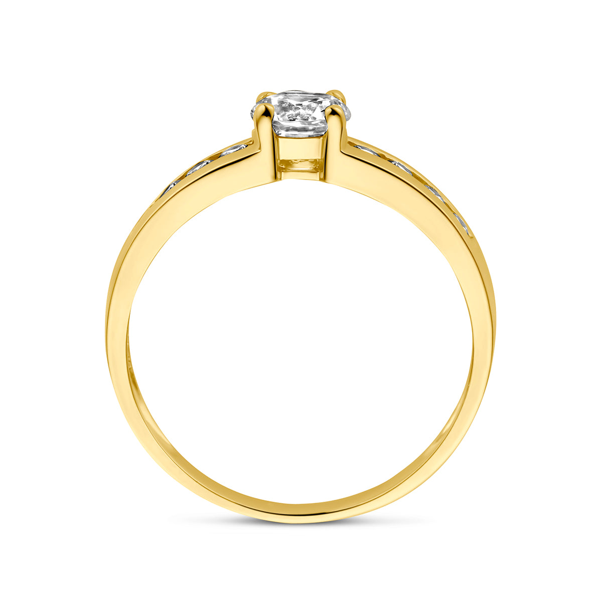 Ring zirkonia 14k geelgoud