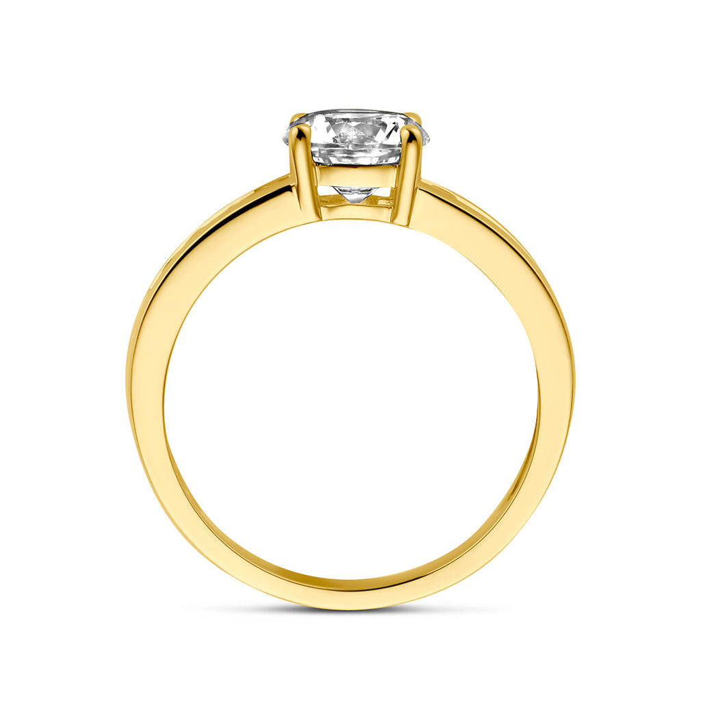 Ring zirkonia 14k geelgoud