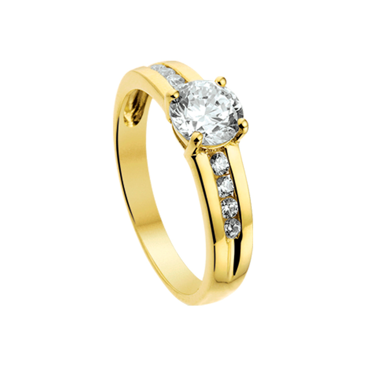 Ring zirkonia 14k geelgoud