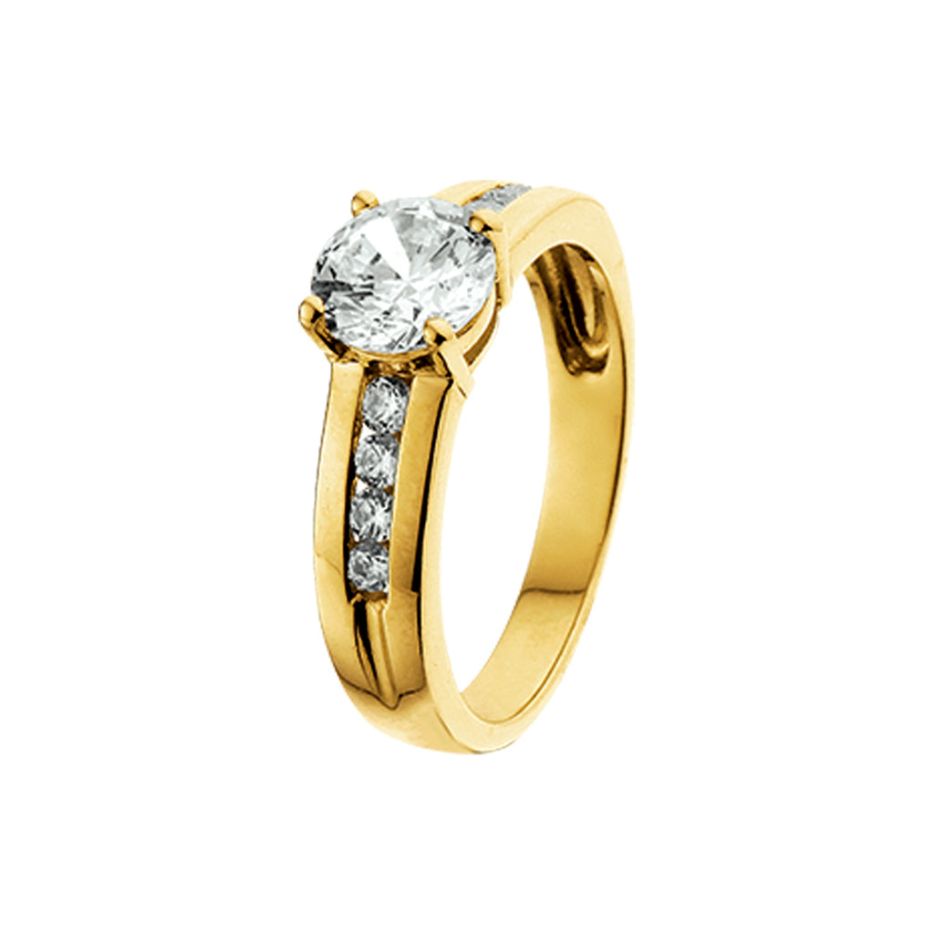 Ring zirkonia 14k geelgoud