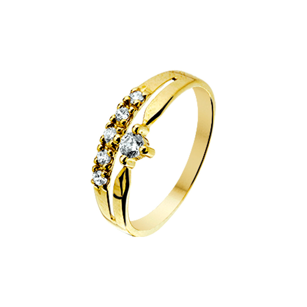 Ring zirkonia 14k geelgoud