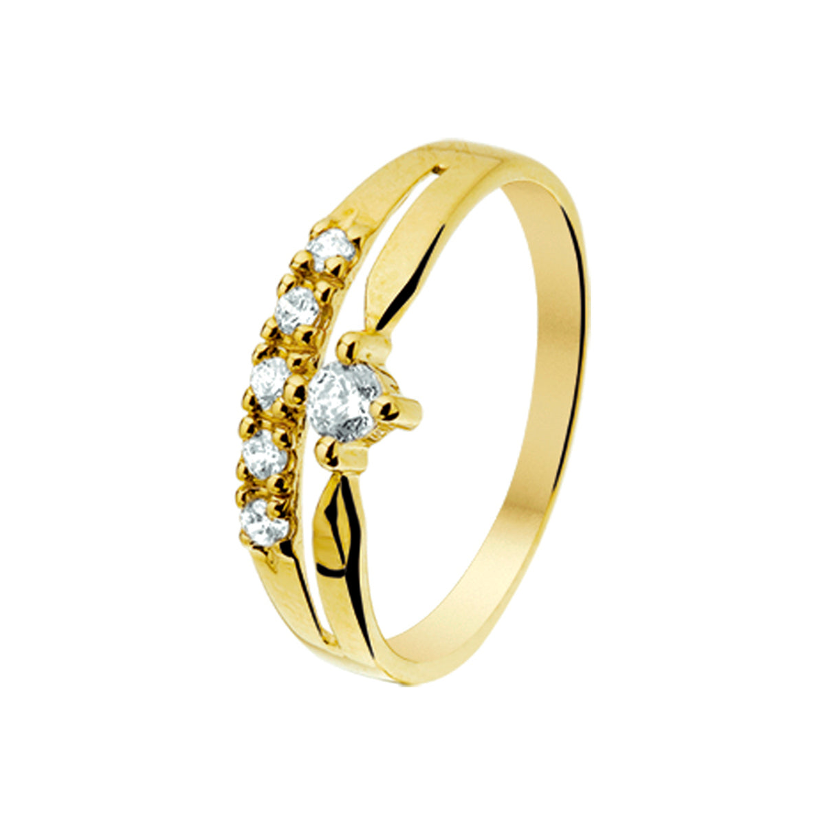 Ring zirkonia 14k geelgoud