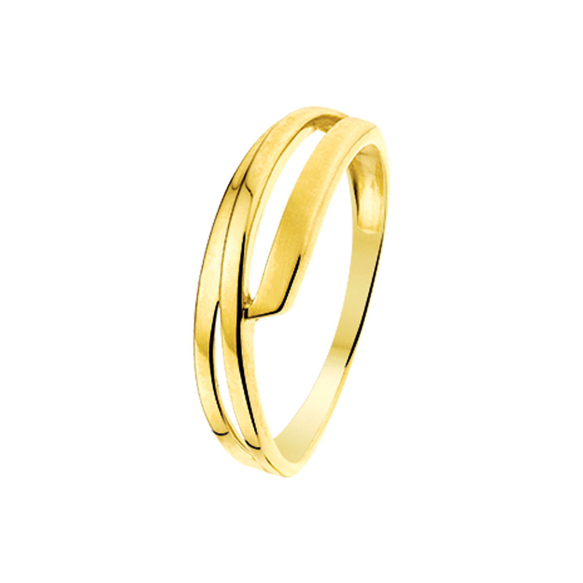 Ring poli/mat 14k geelgoud