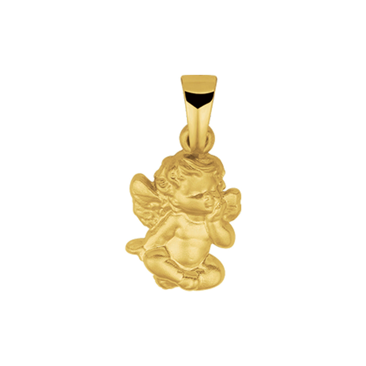 Hanger engel poli/mat 14k geelgoud