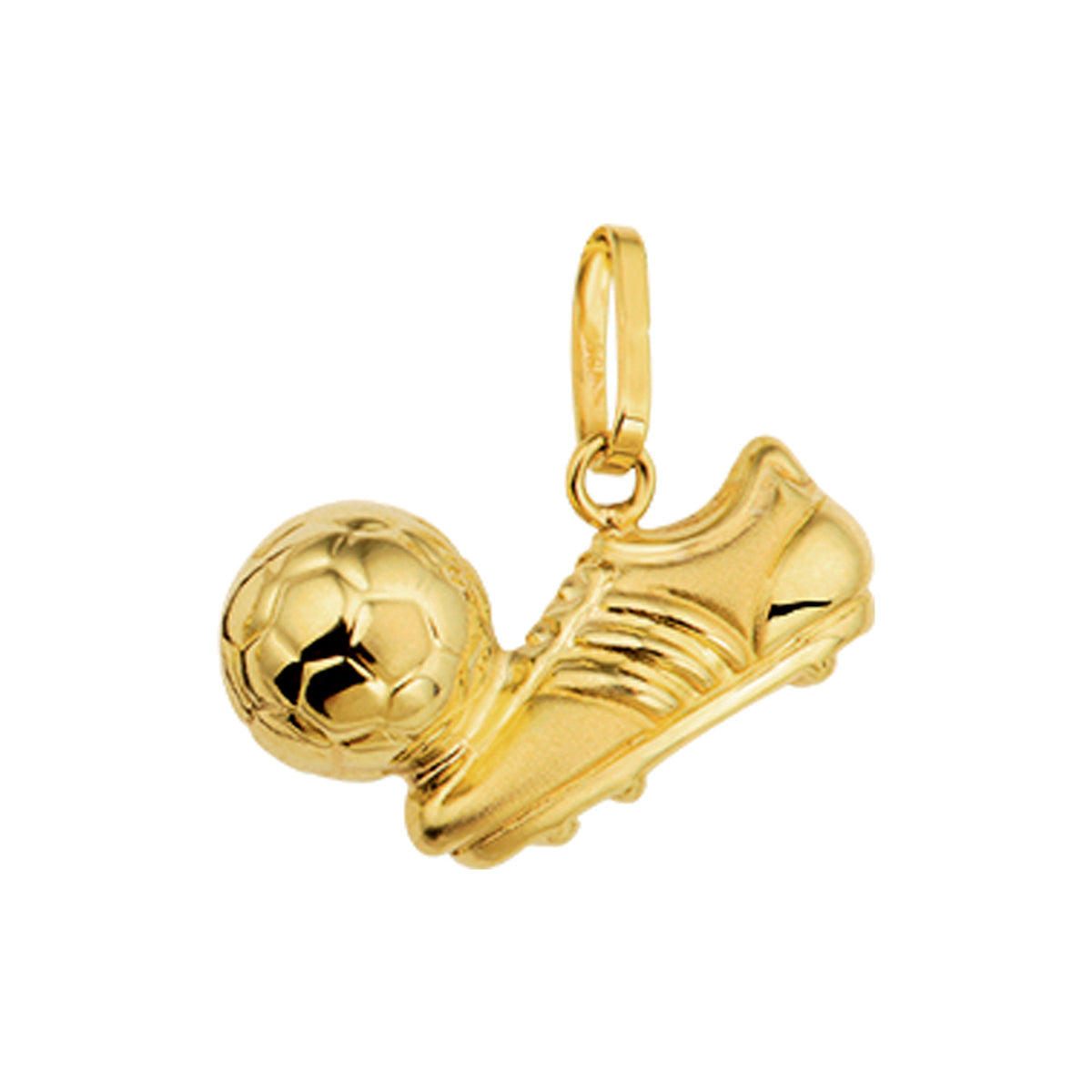 Hanger voetbalschoen en voetbal 14k geelgoud